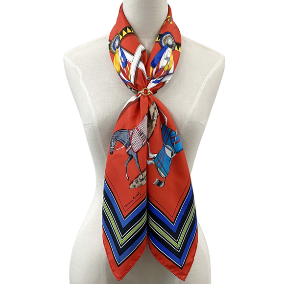 HERMES Authentic Red Silk Scarf - Picture 2 of 8